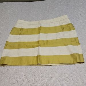 J.Crew Women's Mini Skirt in Cream and Green Stripes